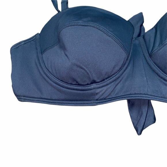 Echo Solid Black Tie Back Bikini Swim Top Women's Size Large - Picture 5 of 11